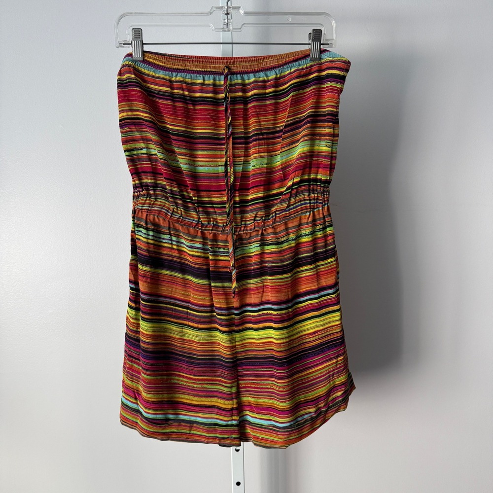 Y2K Twelfth Street by Cynthia Vincent M Multicolor Silk Strapless Striped Romper